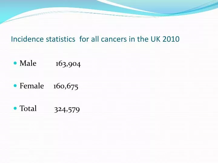 incidence statistics for all cancers in the uk 2010