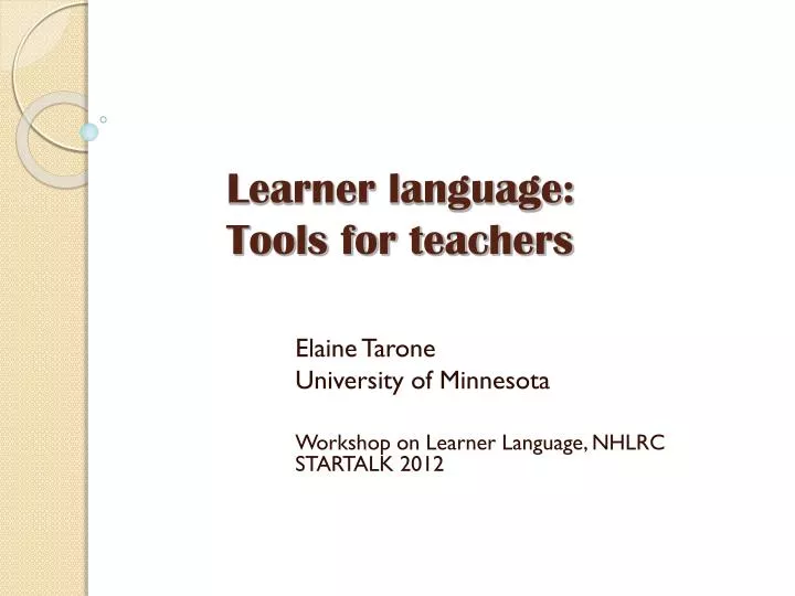 learner language tools for teachers