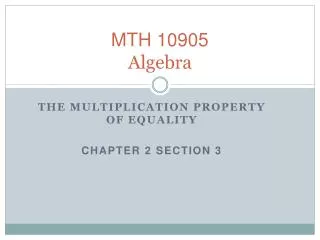 MTH 10905 Algebra