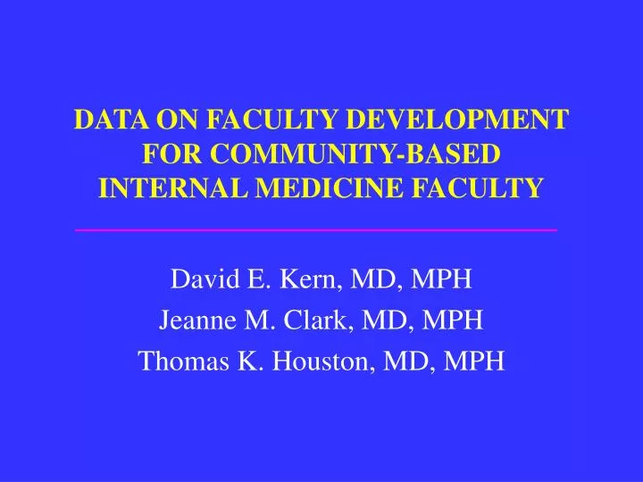 data on faculty development for community based internal medicine faculty
