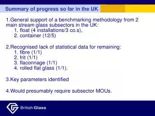 Summary of progress so far in the UK