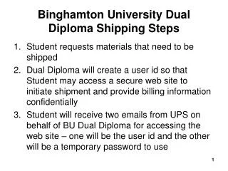 Binghamton University Dual Diploma Shipping Steps