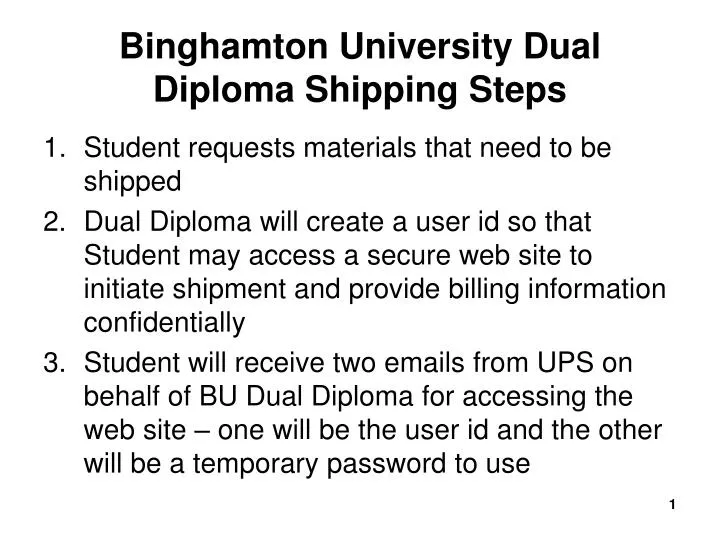 binghamton university dual diploma shipping steps