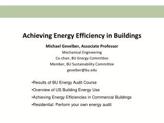 Achieving Energy Efficiency in Buildings