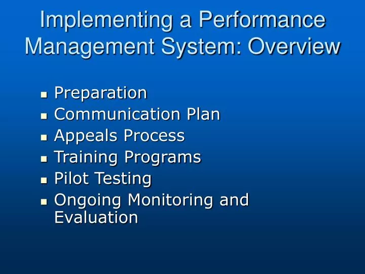 implementing a performance management system overview