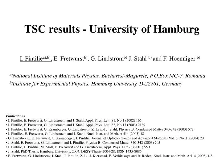 tsc results university of hamburg
