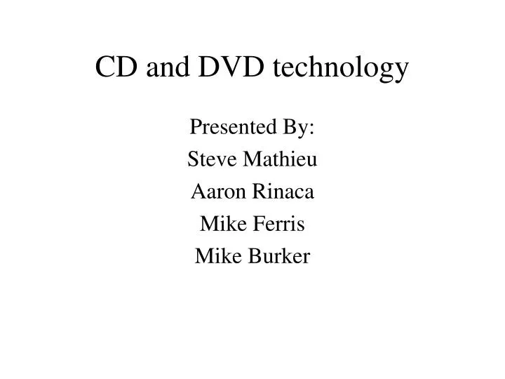 cd and dvd technology