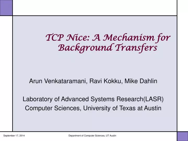 tcp nice a mechanism for background transfers