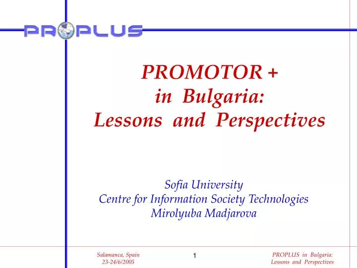 promotor in bulgaria lessons and perspectives