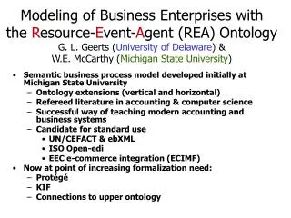 Semantic business process model developed initially at Michigan State University