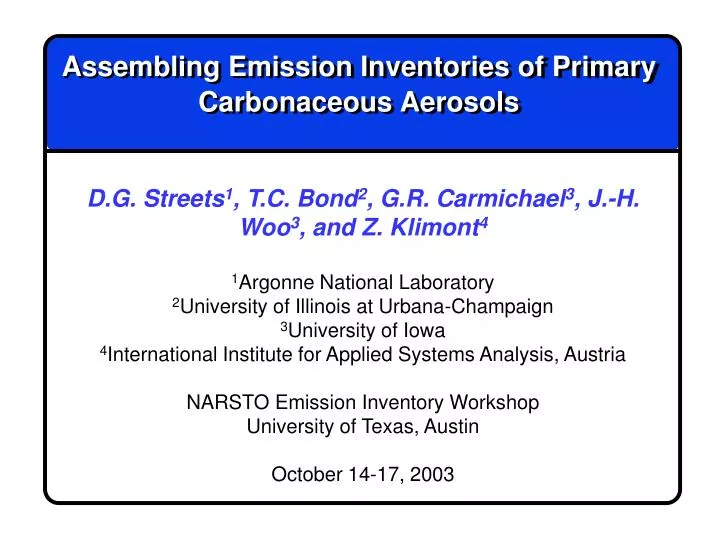 assembling emission inventories of primary carbonaceous aerosols