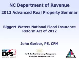 NC Department of Revenue 2013 Advanced Real Property Seminar