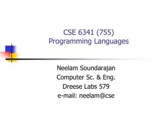 CSE 6341 (755) Programming Languages