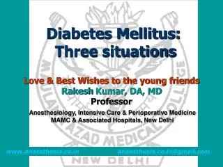 Diabetes Mellitus: Three situations
