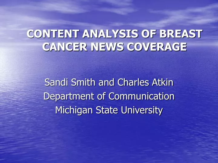 content analysis of breast cancer news coverage