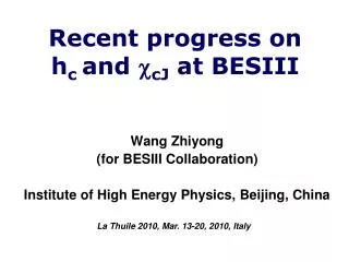 Recent progress on h c and ? cJ at BESIII