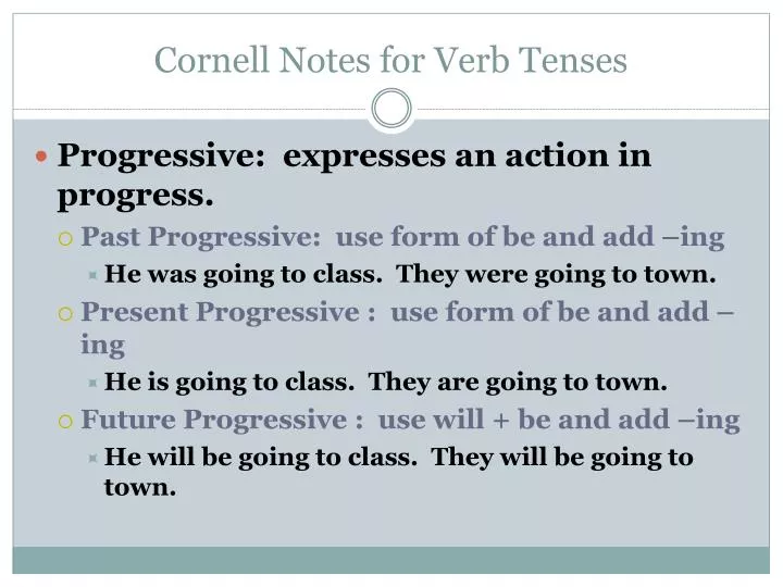 cornell notes for verb tenses
