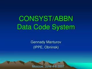 CONSYST/ABBN Data Code System