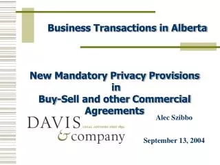 Business Transactions in Alberta