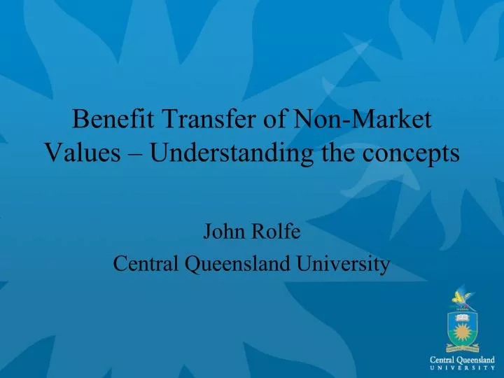 benefit transfer of non market values understanding the concepts