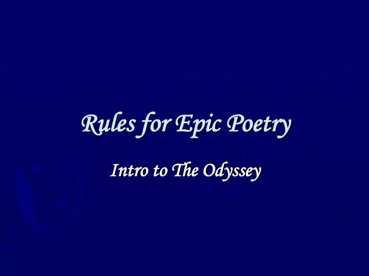rules for epic poetry