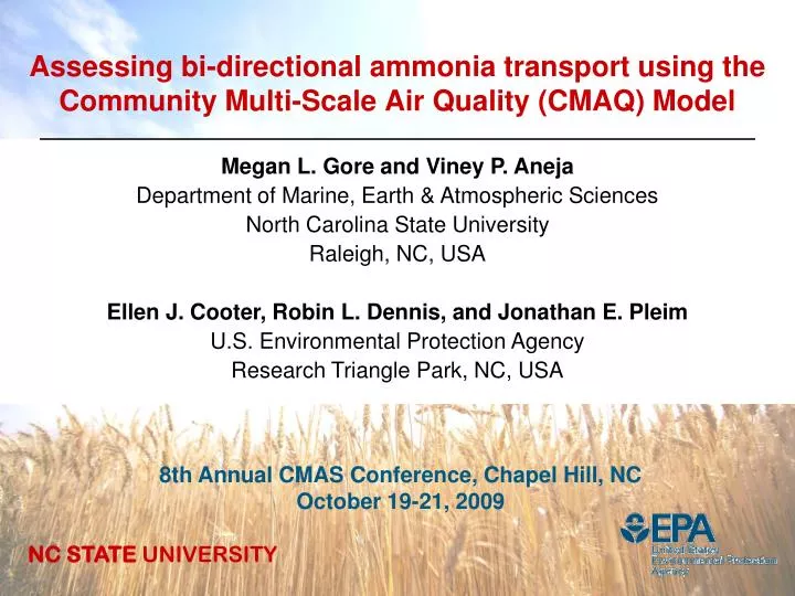 assessing bi directional ammonia transport using the community multi scale air quality cmaq model