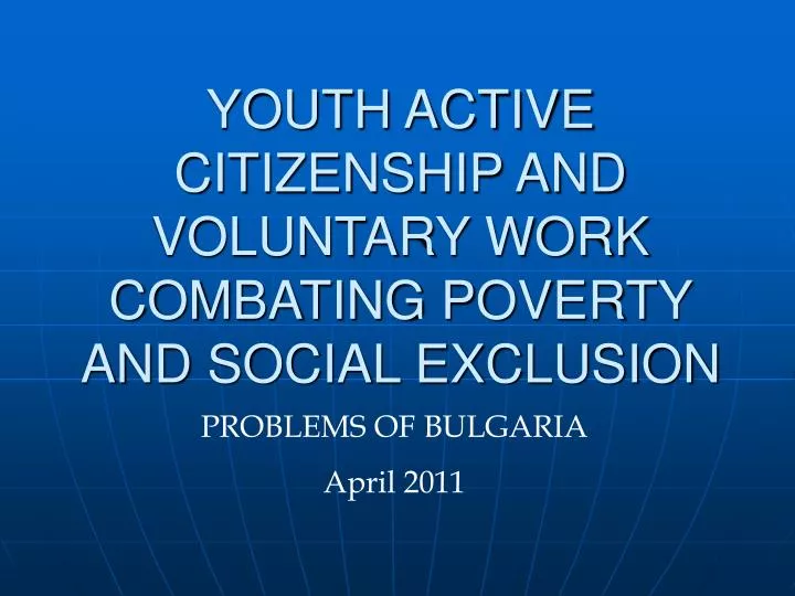 youth active citizenship and voluntary work combating poverty and social exclusion