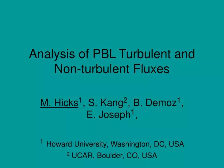 analysis of pbl turbulent and non turbulent fluxes