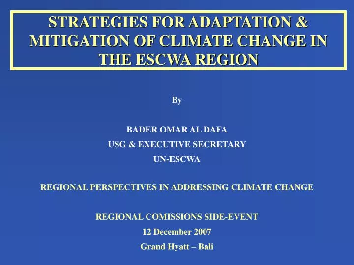 strategies for adaptation mitigation of climate change in the escwa region