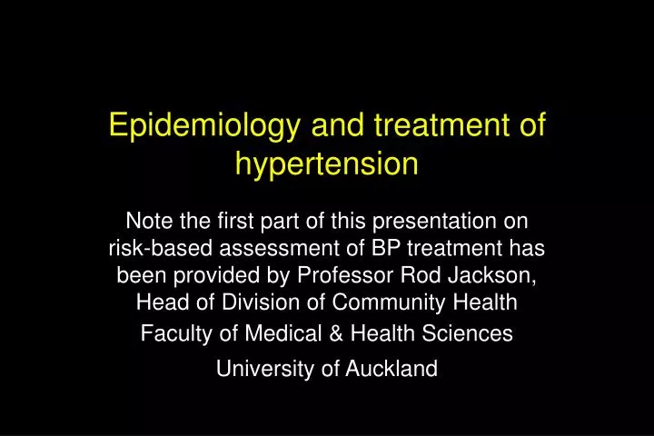 epidemiology and treatment of hypertension