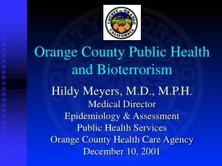 Orange County Public Health and Bioterrorism