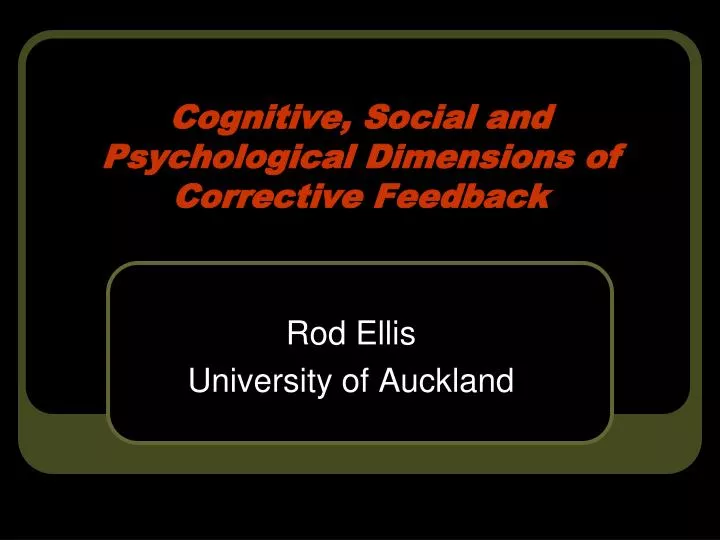 cognitive social and psychological dimensions of corrective feedback