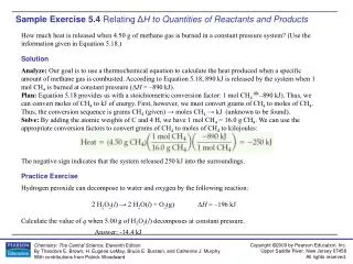 Sample Exercise 5.4 Relating ? H to Quantities of Reactants and Products