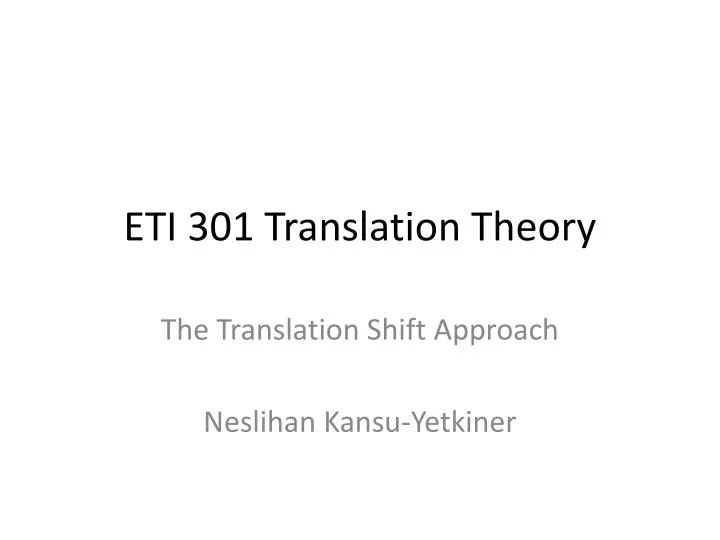 eti 301 translation theory