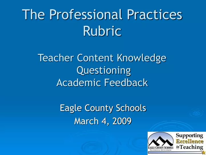 the professional practices rubric teacher content knowledge questioning academic feedback