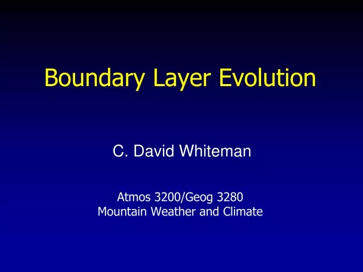 boundary layer evolution