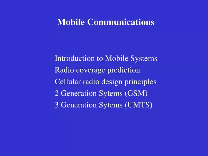 mobile communications
