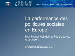 la performance des politiques sociales en europe
