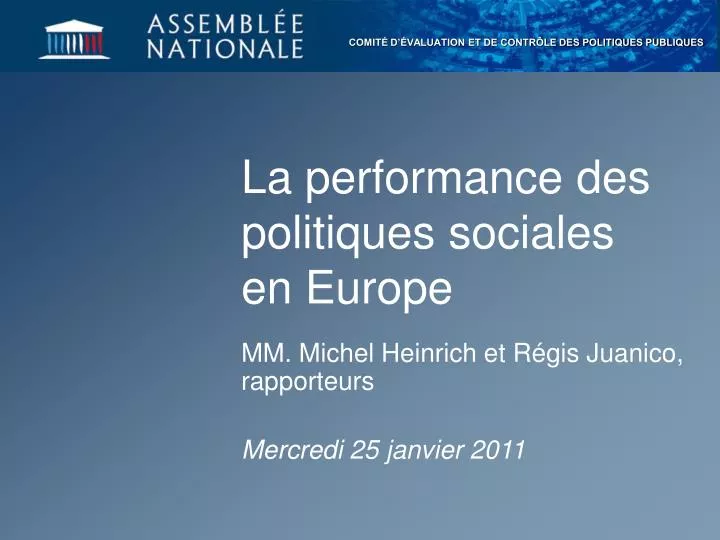 la performance des politiques sociales en europe