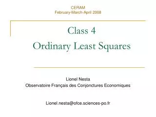 Class 4 Ordinary Least Squares