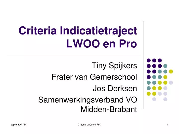 criteria indicatietraject lwoo en pro