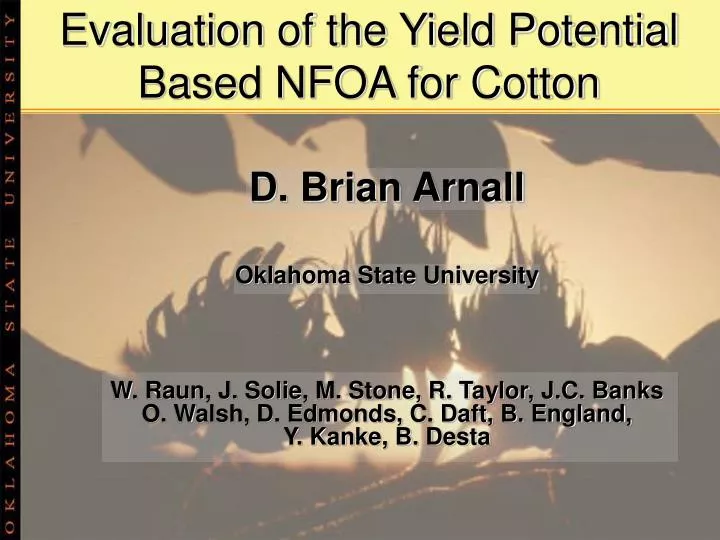 evaluation of the yield potential based nfoa for cotton