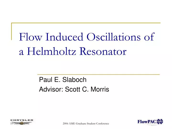 flow induced oscillations of a helmholtz resonator