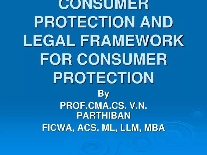 title of the paper consumer protection and legal framework for consumer protection