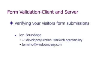 Form Validation-Client and Server