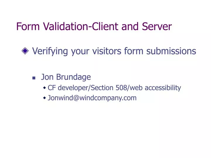 form validation client and server