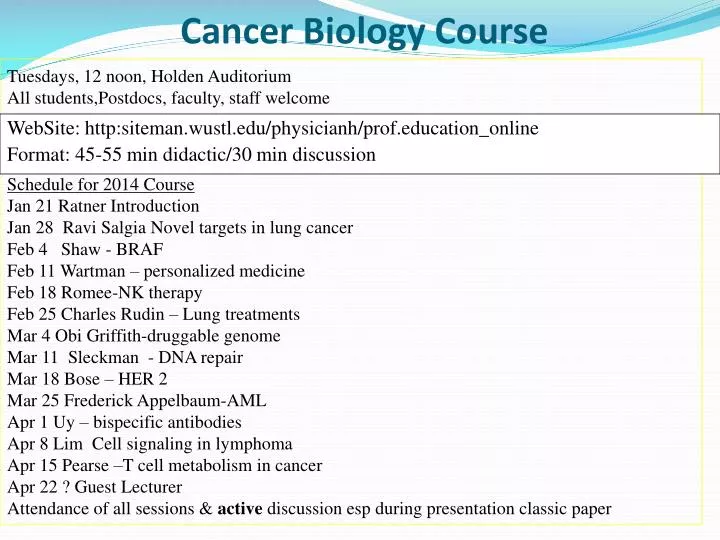 cancer biology course
