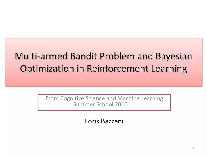 multi armed bandit problem and bayesian optimization in reinforcement learning