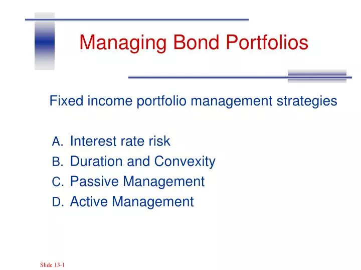managing bond portfolios