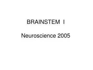 BRAINSTEM I Neuroscience 2005